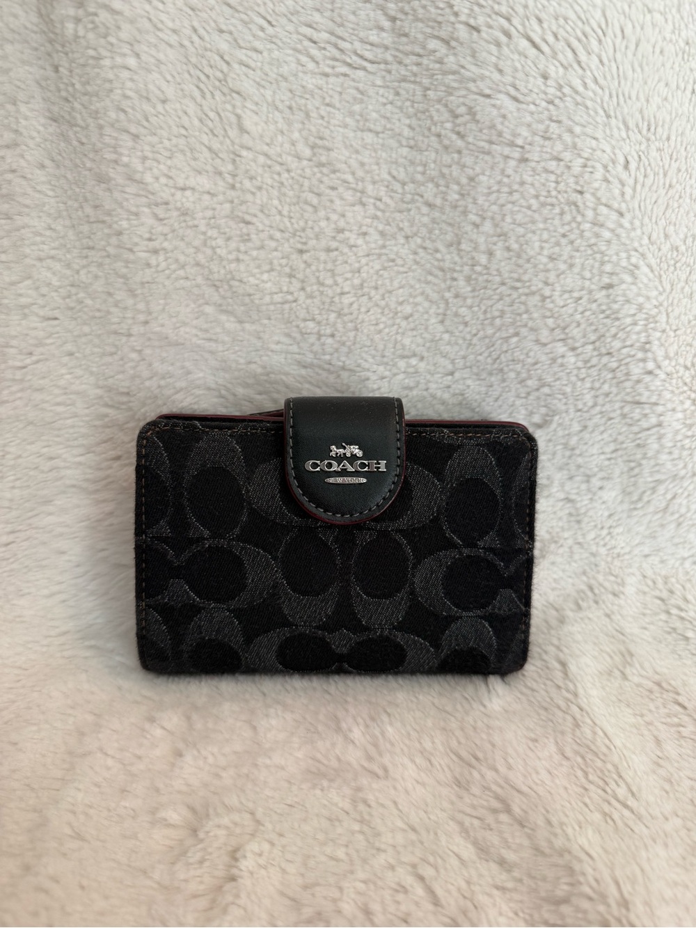 Coach Black Denim Corner Zip Wallet